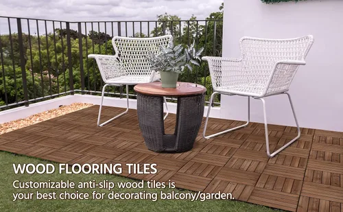 Miniatura 4 de Yaheetech 55 azulejos de terraza de patio entrelazados de madera compuesta de madera para cubierta de pisos de madera de 12 x 12 pulgadas, madera