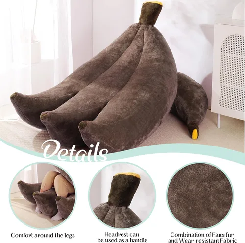 Miniatura 4 de Sofá de frijoles con otomana IEVENW en forma de banana, sofá de piso con reposapiés, cómodo sofá cama convertible para adultos, sofá de felpa