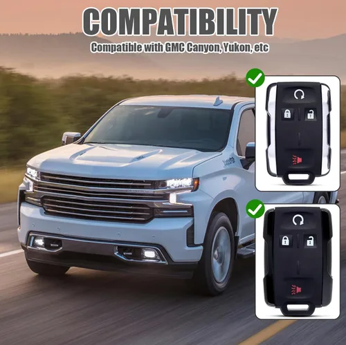 Miniatura 4 de 2 Pcs Silicone 4-Button Smart Key Fob Cover Compatible with 2014-2019 Chevrolet Colorado Silverado Suburban Tahoe and GMC Canyon Sierra Yukon, Car