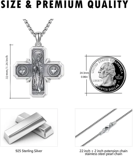 Miniatura 152 de Collar de plata de ley 925 con medalla de San Patrón, colgante de protección católica, amuleto, joyería religiosa para hombres y mujeres