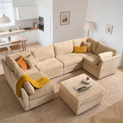 Miniatura 35 de Sofá Seccional Modular Sofá Nube - Sofás Seccionales Cómodos de Gran Tamaño en Forma de L para Sala de Estar, Sofá Cama Sleeper Convertible
