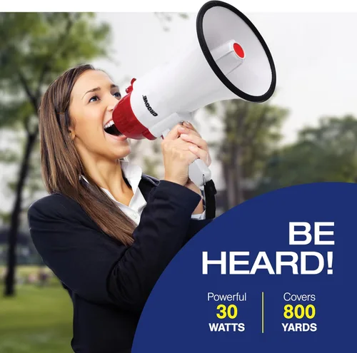 Miniatura 3 de Croove Portable Megaphone - Loud Speaker, Lightweight Bullhorn with Siren Music, Volume Control