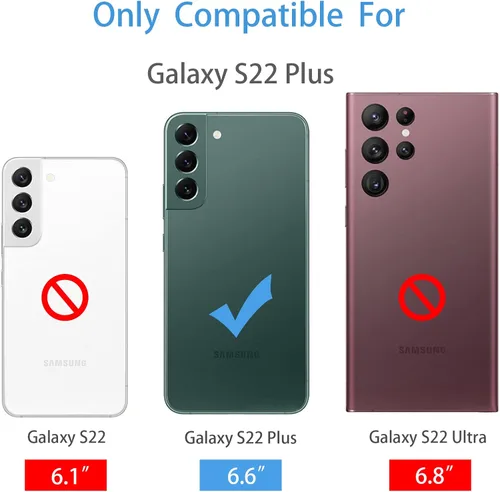 Miniatura 2 de ZZXX Funda para Samsung Galaxy S22 Plus con ranura para tarjeta, piel sintética suave de alta calidad, con cremallera, con correa para la muñeca