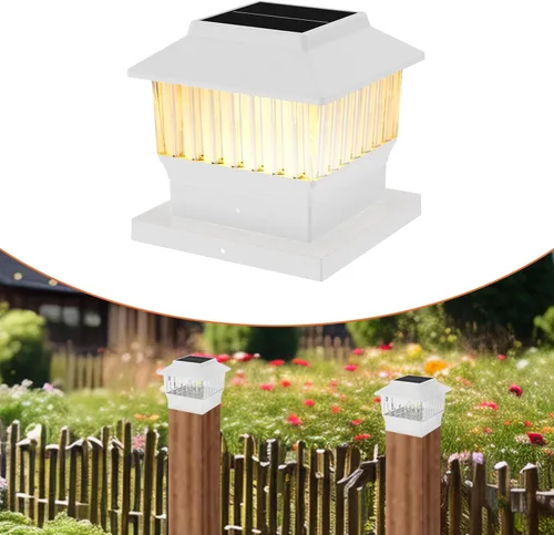 Miniatura 26 de Paquete de 4 luces solares para tapa de poste, modernas #2: se adapta a postes de vinilo de 4 x 4 y madera de 5 x 5 pulgadas, temperatura de 3