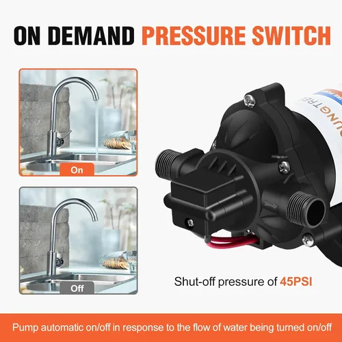 Miniatura 2 de YOUNGTREE Bomba de diafragma de agua de 12 V CC, 3.5 GPM, 45 PSI, bomba de presión de agua dulce autocebante de 12 voltios con interruptor