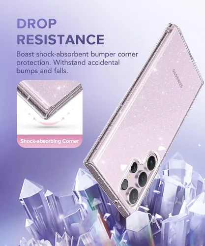 Miniatura 3 de KIOMY Funda transparente con purpurina para Samsung Galaxy S23 Ultra 5G con protector de lente de cámara con brillo de diamante, diseño híbrido