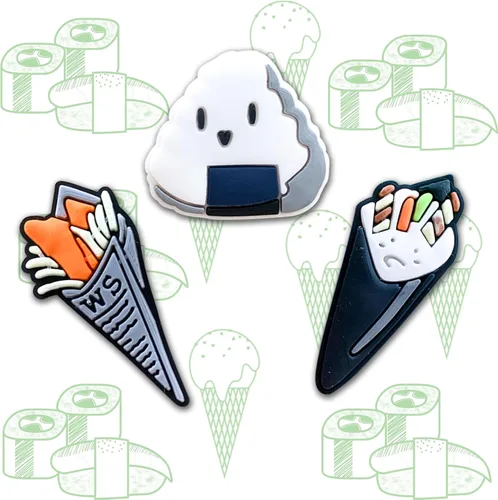 Miniatura 4 de Dijes para zapatos de sushi para zuecos, lindos dijes de arroz en rollo de sushi para niños, adolescentes y adultos, Metal no precioso., No es una