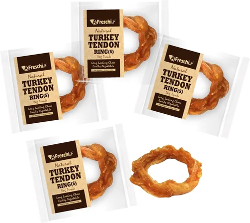AFreschi - Premios masticables de tendón de pavo para perros y cachorros, Signature Series, ingrediente de EE. UU., hipoalergénico, fácil de