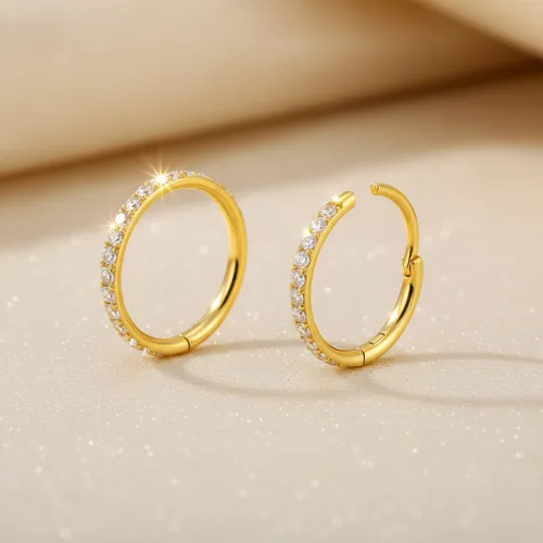 Miniatura 6 de SmileBelle Anillos de nariz con bisagra de 14K de oro para mujeres 20G, anillo de tabique clicker de acero quirúrgico 316L, arete de aro Huggie