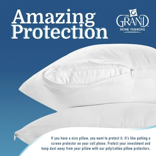 Miniatura 8 de Set de 2 Protectores de almohada con cierre hechos de poliéster y algodón.