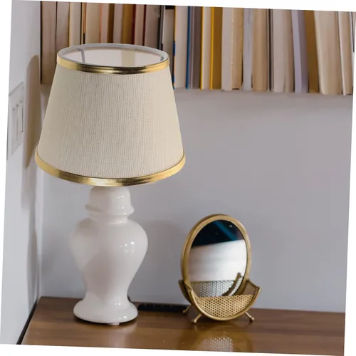 Miniatura 5 de Housoutil Cubierta de lámpara de mesa cubierta de luz de tela para decoración del hogar E14 Socket estilo simple lámpara accesorio