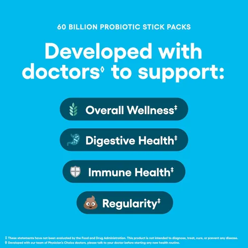 Miniatura 3 de Physician's Choice Paquetes de probióticos en barra de 60 mil millones de UFC, 10 cepas + prebióticos, salud inmunológica, digestiva e intestinal