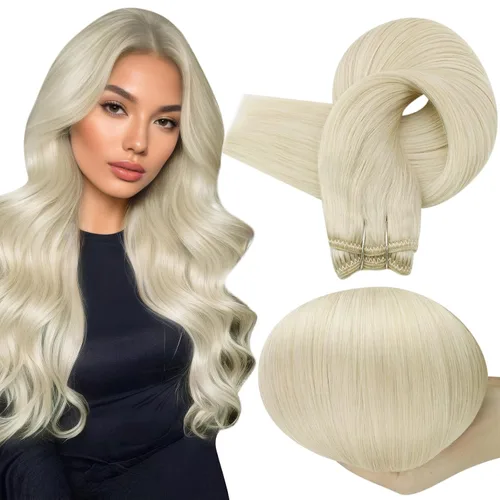 Miniatura 40 de Full Shine Extensiones de cabello humano, 18 pulgadas, mechones de trama, color #2 castaño oscuro, 3.5 onzas, cabello Remy para coser, doble trama