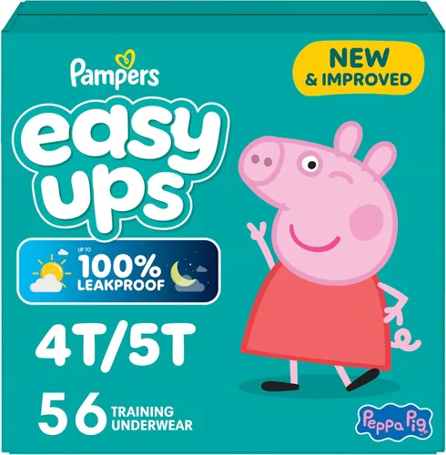 Miniatura 19 de Easy Ups - Pantalones de entrenamiento para niñas y niños, talla 4 (2T3T), 25 unidades, ropa interior absorbente de Peppa Pig, hasta un 100% a
