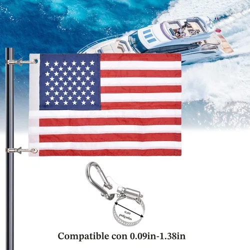 Miniatura 5 de Bandera de barco marina universal con 4 kits de mástil de bandera de barco Bandera de EE. UU. con 50 estrellas bordadas Bandera de barco americana 1