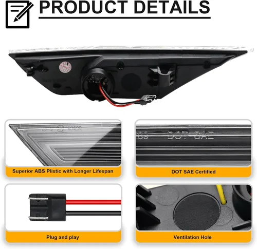 Miniatura 5 de Luces Marcadoras Laterales Para Civic de 10ª Generación 2016-2021– Luces de Guardabarros Ámbar de Repuesto para Hond'a Civic Sedan Coupe Hatchback