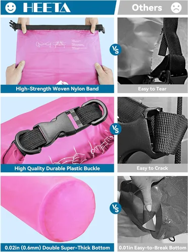 Miniatura 4 de HEETA Bolsa Seca Impermeable para Mujeres y Hombres, 5L/10L/20L/30L/40L Tapa Enrollable Bolsa de Almacenamiento Seca Ligera Mochila con Funda