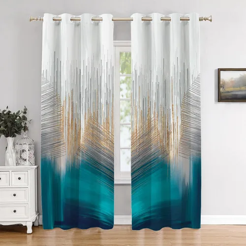 Miniatura 44 de Cortinas opacas de poliéster multicapa para cafetería, con diseño de diamantes, 2 unidades, 26 x 24 pulgadas