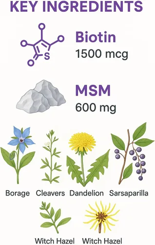 Miniatura 2 de Vita4Life! Biotin 2000mcg + MSM Vitaminas para el crecimiento del cabello para mujeres y hombres Suplemento de apoyo para el cabello, la piel