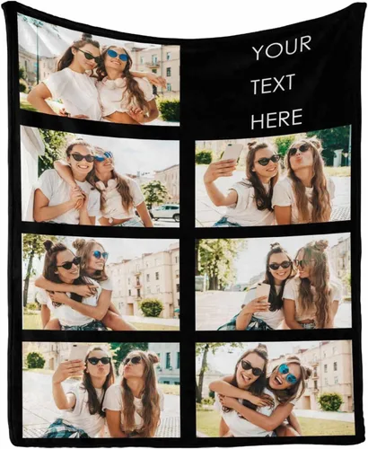 Miniatura 28 de InterestPrint Manta personalizada con texto y fotos, collage, regalo personalizado para cumpleaños, aniversario, boda, regalo personalizado