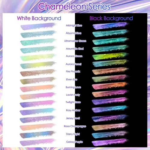 Miniatura 3 de Ceya Juego de Polvo de Mica Camaleón 16 Colores, 2.8oz / 80g Polvo Cromo, Pigmento de Efecto Nacarado con Cambio de Color de Grado Cosmético