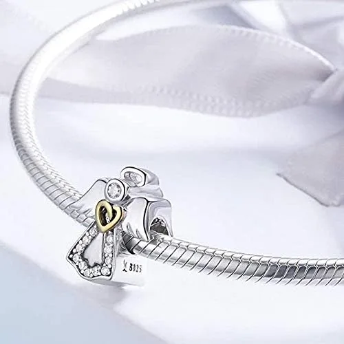 Miniatura 3 de Bolenvi Abalorio de plata de ley 925 con diseño de ángel de la guarda para pulseras o collares similares Plata esterlina Sin gemas