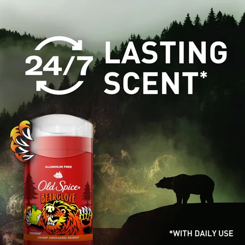 Miniatura 4 de Old Spice Desodorante sin aluminio para hombres, protección contra olores 24/7, frescura 24/7 y aroma duradero, se pone claro, Bearglove con aroma