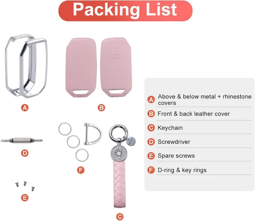 Miniatura 7 de Compatible with Kia Key Fob Cover with Keychain Genuine Leather Crystal Key Protector