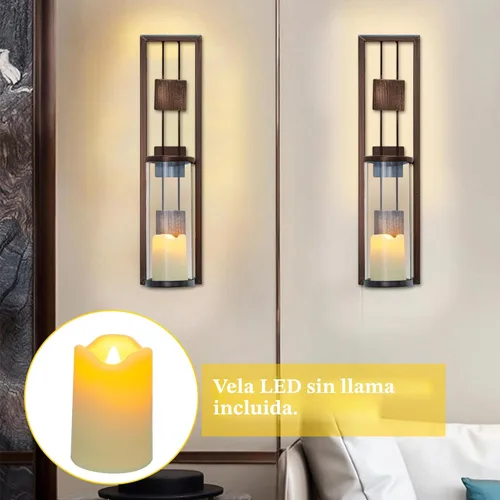 Miniatura 3 de Solución de Estanterías Aplique de Pared Soporte de Velas de Metal para Decoración de Pared para Sala de Estar, Baño, Comedor, Juego de 2