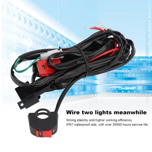 Miniatura 3 de Kit de arnés de cableado de luz LED para motocicleta, kit de arnés de cableado de barra de luz LED, interruptor de manillar de motocicleta