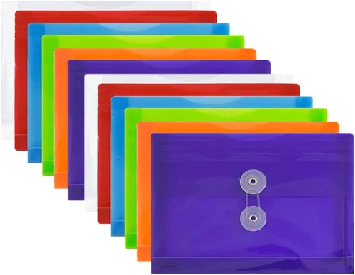 Miniatura 42 de Fundas de plástico con cierre de botón y cordel para guardar documentos (12 fundas de tamaño carta), de JAM Paper, Amarillo