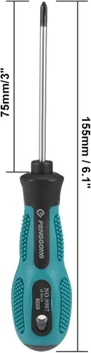 Miniatura 3 de uxcell Destornillador Phillips #0 con mango cómodo antideslizante y espiga redonda de 3 pulgadas
