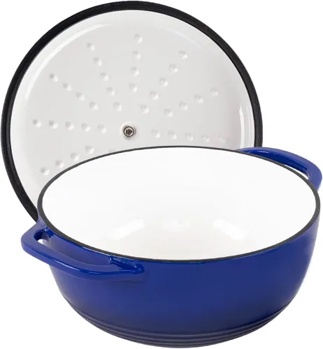 Miniatura 7 de Horno holandés de hierro fundido duradero con tapa, perfecto para hornear pan, cocinar y hervir sopa, multifuncional y fácil de limpiar, 4 cuartos