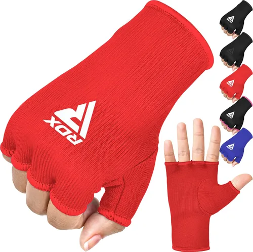 Miniatura 13 de RDX Guantes de mano para boxeo, guantes internos para hombres y mujeres, vendas elásticas de medio dedo, protección para los puños debajo