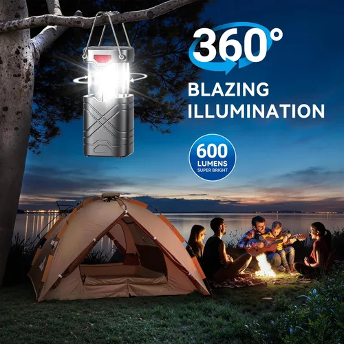 Miniatura 7 de LETMY Paquete de 4 linternas de camping, linternas LED recargables, linternas de huracán alimentadas por batería solar con 3 formas de alimentación
