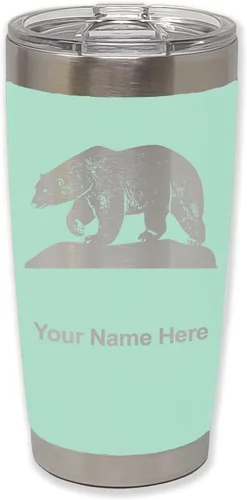 Miniatura 7 de LaserGram Vaso aislado al vacío de 20 onzas, oso polar, grabado personalizado incluido (negro)