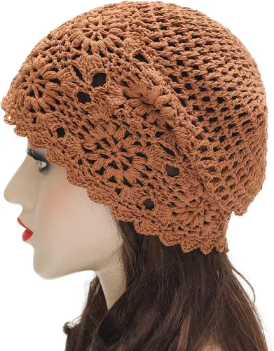 Miniatura 3 de ZLYC Gorro holgado de algodón para mujer hecho a mano con corte de calavera floral de verano