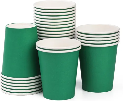 Miniatura 10 de Vasos de papel de 8 onzas, paquete de 25 unidades, vasos de café de papel desechables, para bebidas calientes o frías, para Halloween, fiestas, Negro
