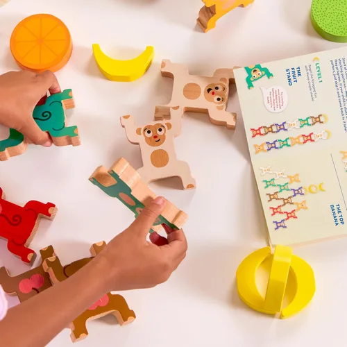 Miniatura 3 de Juguete de monos apilables de madera para niños pequeños - Anillos entrelazados coloridos - Desarrolla habilidades motoras finas y mano