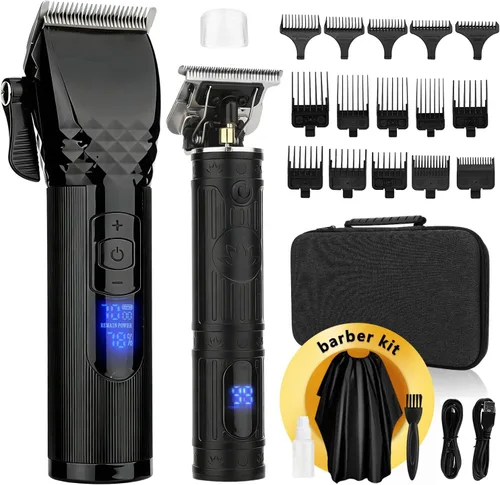 Soonsell Cortapelos para hombres, juego de cortapelos y recortadora de peluquería profesional, cortadora de pelo inalámbrica para peluquero, juego