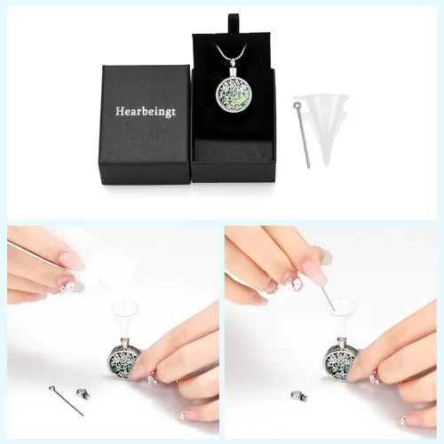 Miniatura 6 de Hearbeingt Collares de urna de lágrima para cenizas, medallón conmemorativo de cenizas del árbol de la vida, joyería de cremación, colgante