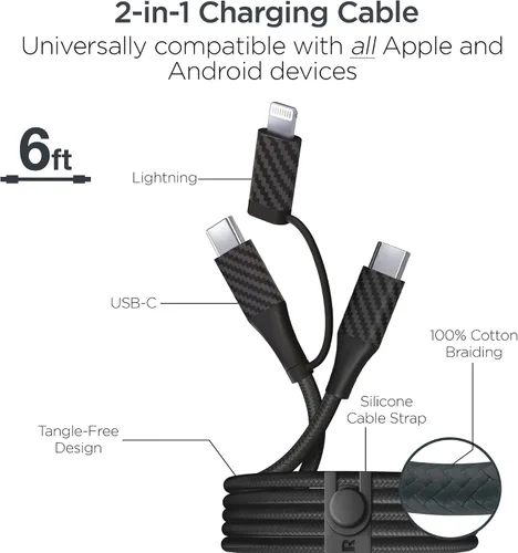 Miniatura 6 de Cargador de pared USB-C GaN de 30 W, bolsa de viaje, cable USB-C y Lightning 2 en 1, kit de cable de carga súper rápido para iPhone, iPad, teléfonos