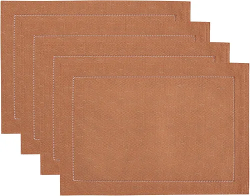 Miniatura 16 de Elrene Home Fashions Alison Mantel Individual de Tela con Diseño de Borde de Ojales Resistente a las Arrugas, Juego de 4, 13"x19", Arándano Rojo