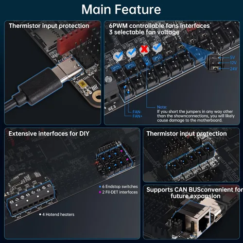 Miniatura 3 de BIGTREETECH Pi V1.2 Placa de control + pulpo V1.1+ 8 piezas TMC2209 V1.3 Kit de controlador de motor paso a paso Actualización Klipper para Voron