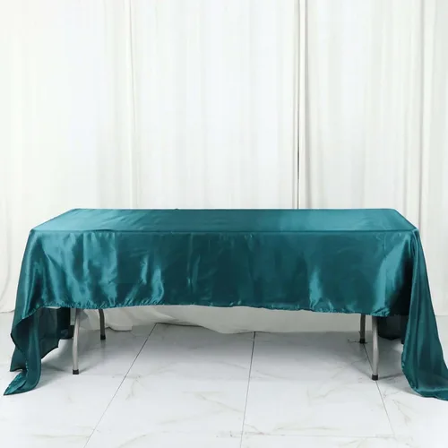 Miniatura 57 de Efavormart - Mantel rectangular de satén, 90 x 132 pulgadas, suave, oblongo, lavable, mantel decorativo de tela sedosa para bodas, fiestas, Plata