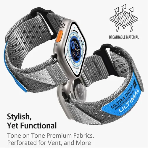 Miniatura 3 de ULTIMAL Compatible con Apple Watch Series 3/2/1 11/10/9/8/7/6/5/4/SE/SE2/SE3, Correa de nailón con bandera de estrellas y rayas tejida para hombres