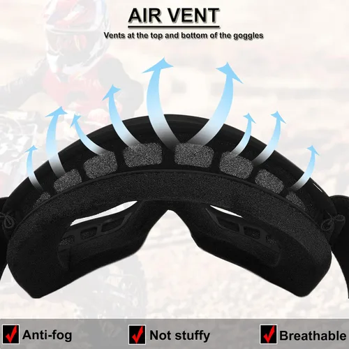 Miniatura 3 de Gafas de Dirt Bike para Niños Resistentes a Impactos Ajustables para Jóvenes ATV Motocicleta Todoterreno Conducción Motocross Carreras Ciclismo Negro
