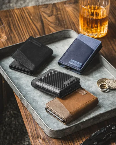 Miniatura 6 de DUGRAFT Cartera para tarjetas con ventana de identificación, para hombre, bloqueo RFID, minimalista, delgada, plegable, funda para tarjetas