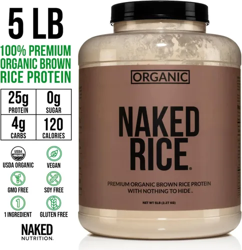 Miniatura 2 de NAKED Nutrition Rice - Polvo de proteína de arroz integral orgánico - Proteína vegana en polvo - 5 libras a granel, sin OMG, sin gluten y sin soja.
