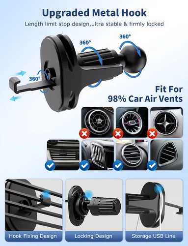 Miniatura 5 de Cargador inalámbrico para automóvil, 15 W, carga rápida, soporte para teléfono celular, con sujeción automática, compatible con iPhone 14 Series/14